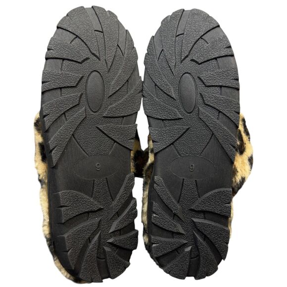 Women's Comfy Faux Fur Lined Mule Size 9 Multi Leopard Print Round Toe Slip On - Picture 5 of 5